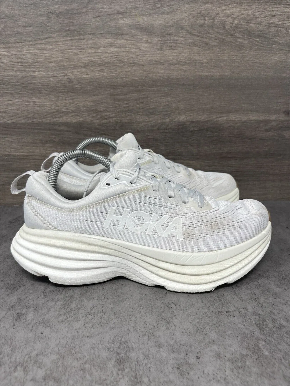 HOKA Bondi 8 Womens Size 8.5 B Lunar Rock Nimbus Cloud Running Walking Shoes